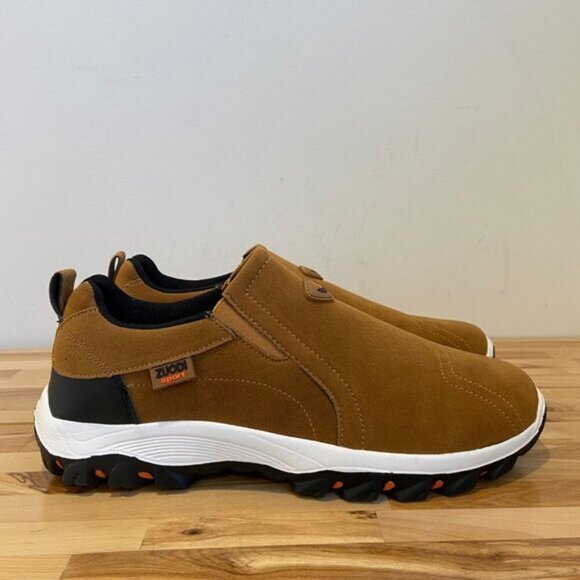 Zuodi Sport Mens Lightweight Slip-On Sneakers Brown Black Synthetic Durable 44 - Picture 3 of 13